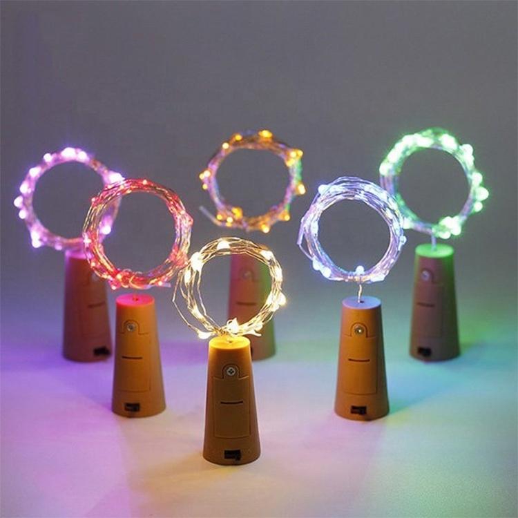 Battery operated wine Bottle stopper 20led Fairy Mini Led Copper Wire String Cork Light For Home Decor