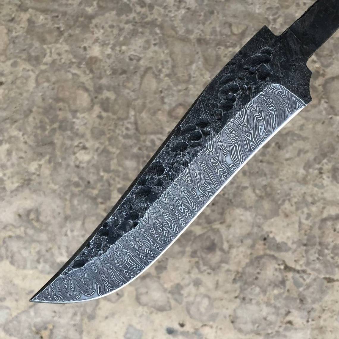 Wholesale custom handmade Damascus hunting knife blank blade full tang with leather sheath