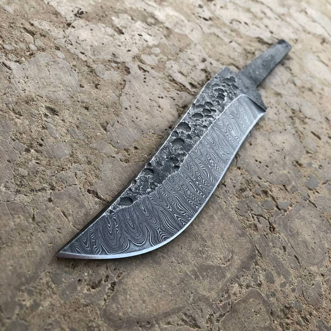 Wholesale custom handmade Damascus hunting knife blank blade full tang with leather sheath