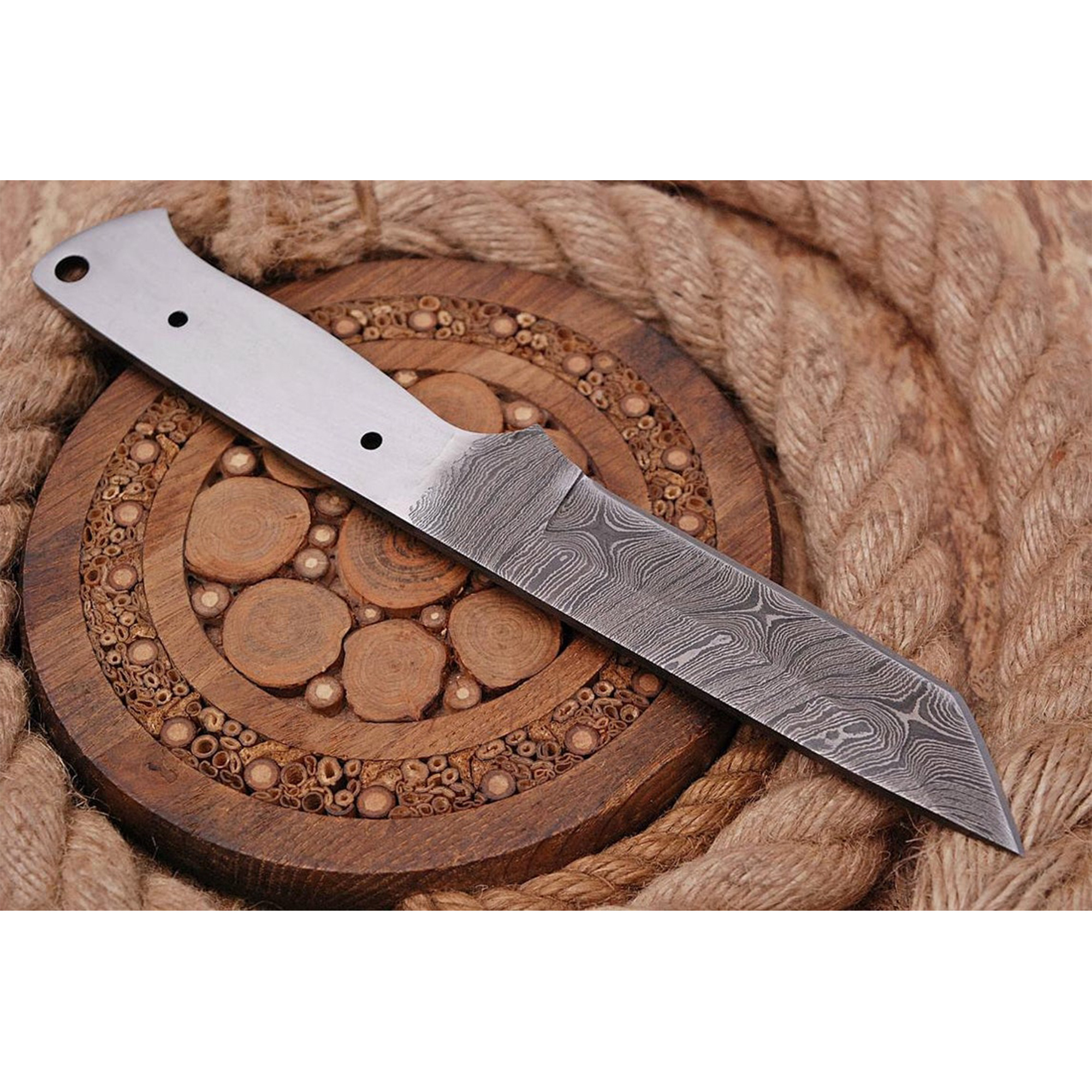 Wholesale Damascus tanto knife custom handmade  blank blades with leather sheath