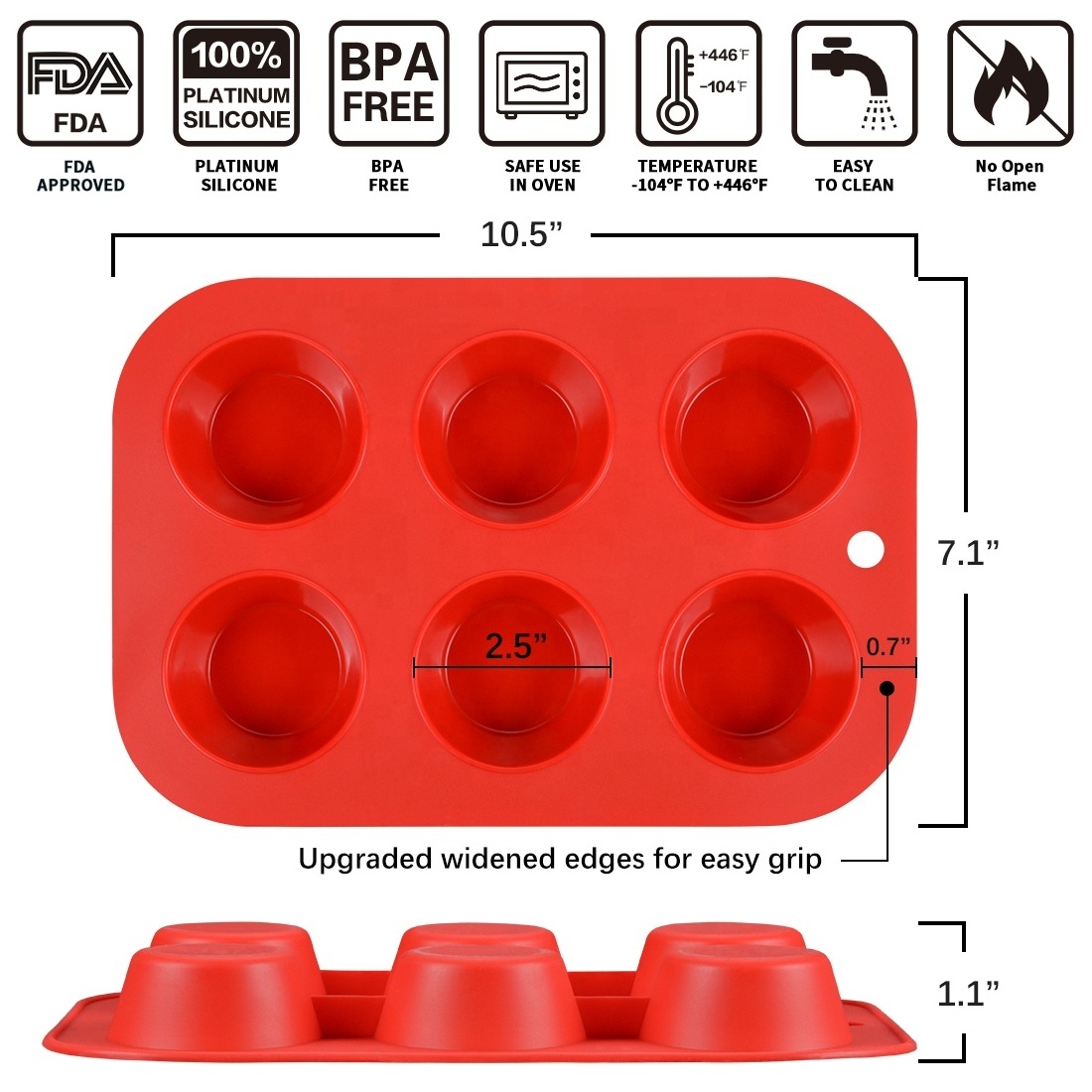 Hot Selling Deep Cup Muffin Pan 6 Cup Muffin Baking Tray Or Silicone Cupcake Mold