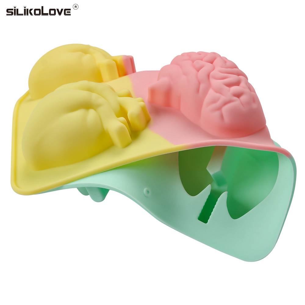 New product silicone organ shape mold baking cake mold brain heart lung silicone ice cube mold