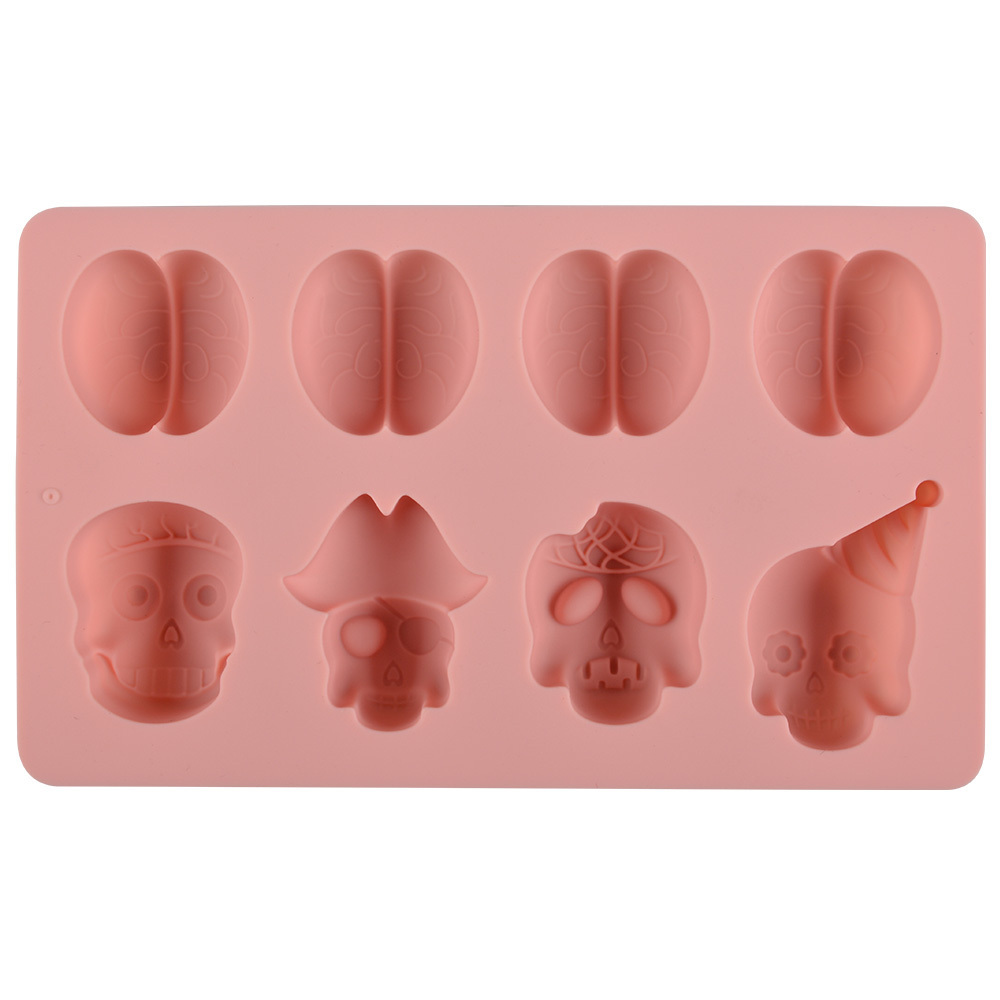 DIY Funny Gift Cake Tools 3d Skull Silicone Mold Ice Cube Maker Brains Chocolate Cake Silicone Mold