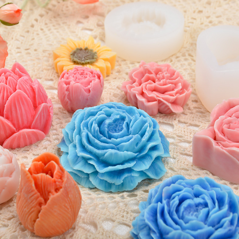 High quality bpa free diy decoration candle wax mould flower silicone candle mold for candle making