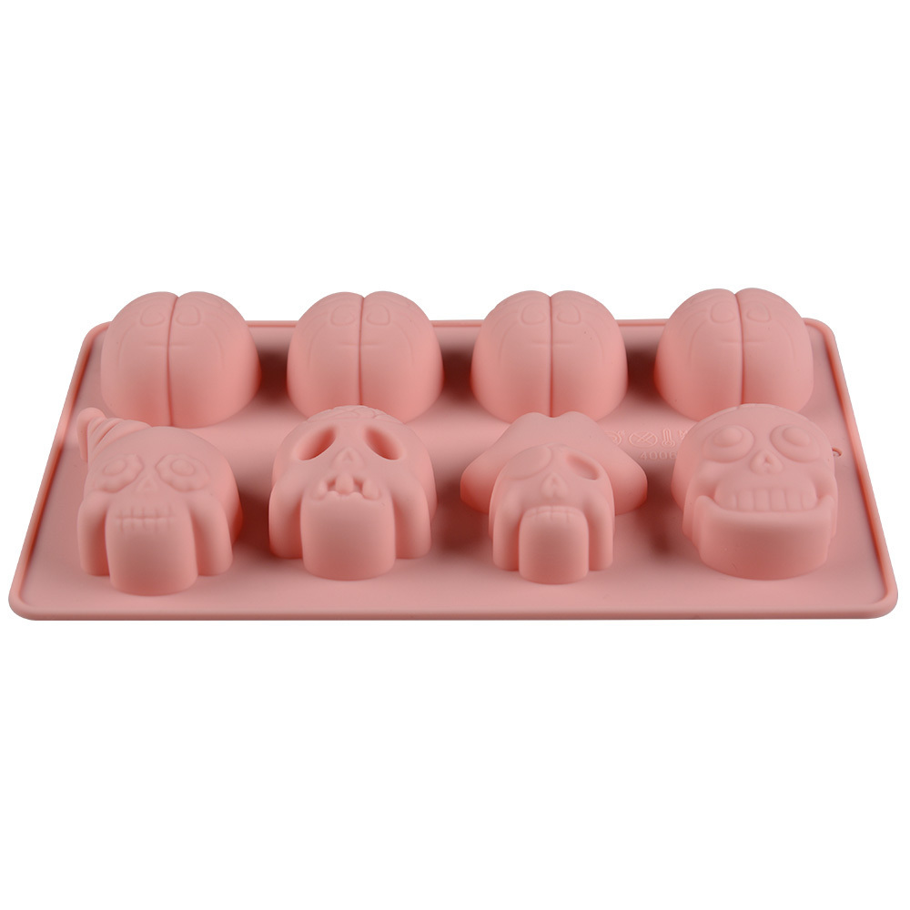 DIY Funny Gift Cake Tools 3d Skull Silicone Mold Ice Cube Maker Brains Chocolate Cake Silicone Mold