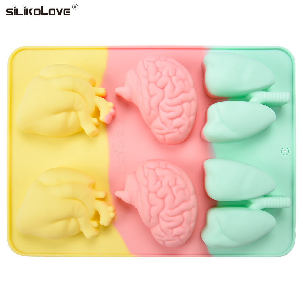 New product silicone organ shape mold baking cake mold brain heart lung silicone ice cube mold