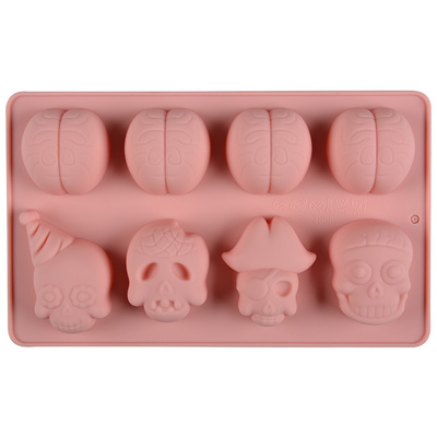 DIY Funny Gift Cake Tools 3d Skull Silicone Mold Ice Cube Maker Brains Chocolate Cake Silicone Mold