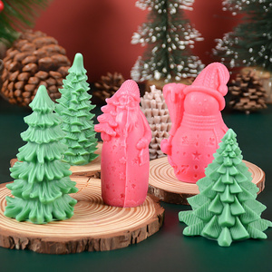 High quality  3d resin mould Christmas tree snowman Santa Claus soap moulds silicone molds for candle making christmas