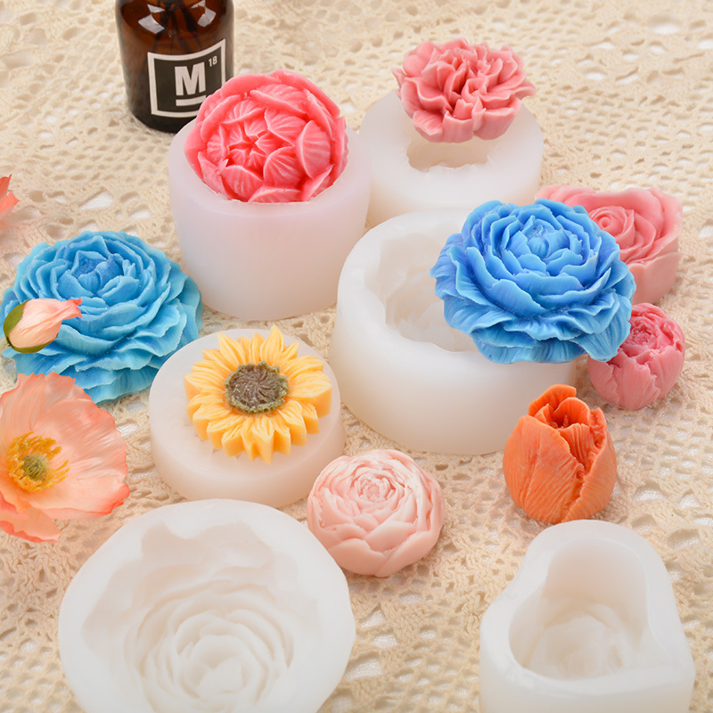 High quality bpa free diy decoration candle wax mould flower silicone candle mold for candle making