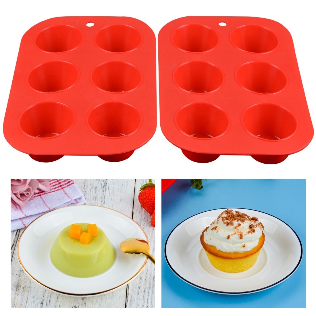 Hot Selling Deep Cup Muffin Pan 6 Cup Muffin Baking Tray Or Silicone Cupcake Mold