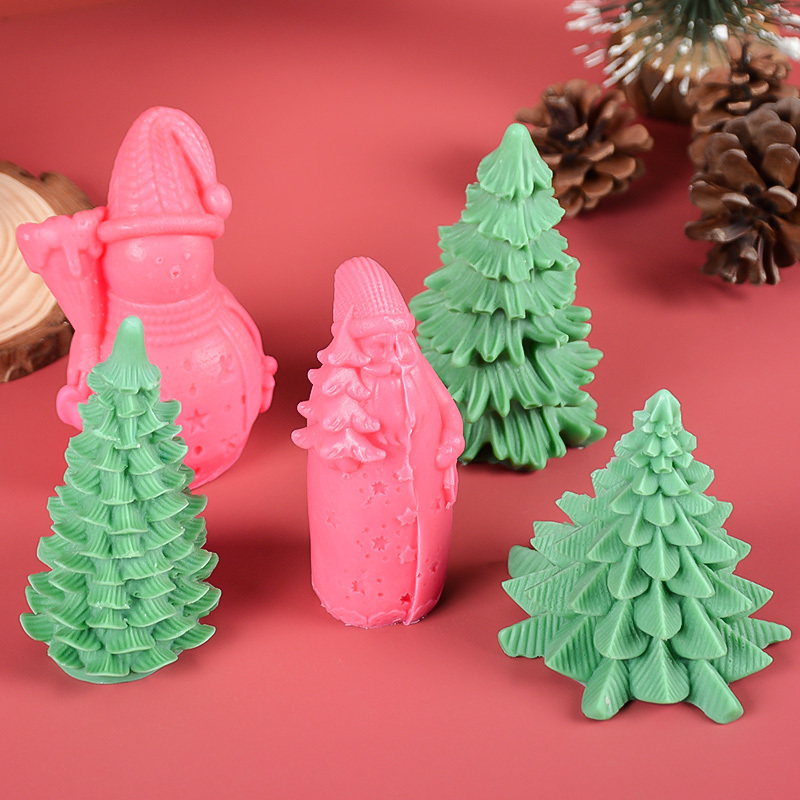 High quality  3d resin mould Christmas tree snowman Santa Claus soap moulds silicone molds for candle making christmas