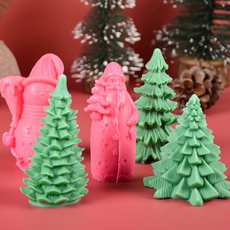 High quality  3d resin mould Christmas tree snowman Santa Claus soap moulds silicone molds for candle making christmas