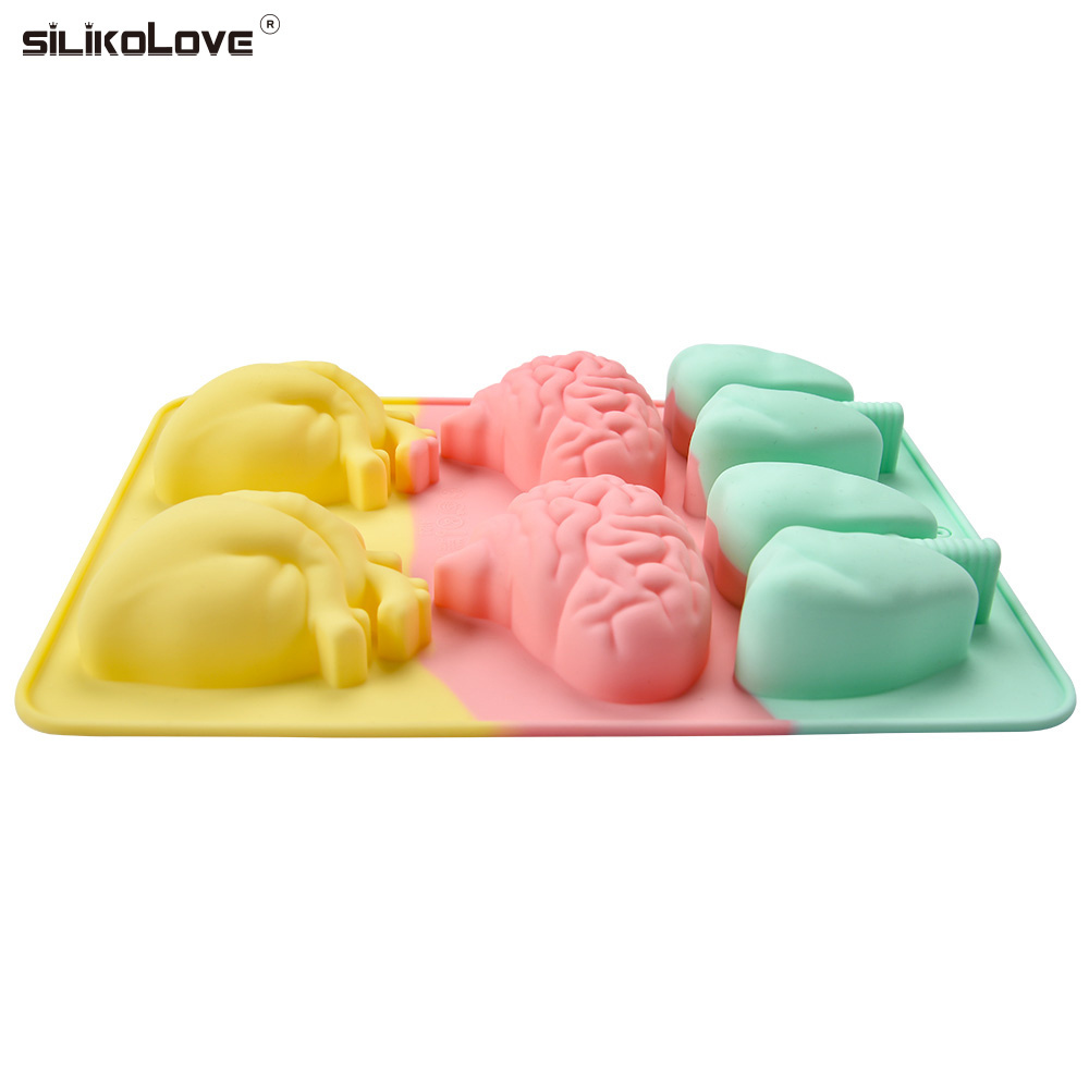 New product silicone organ shape mold baking cake mold brain heart lung silicone ice cube mold