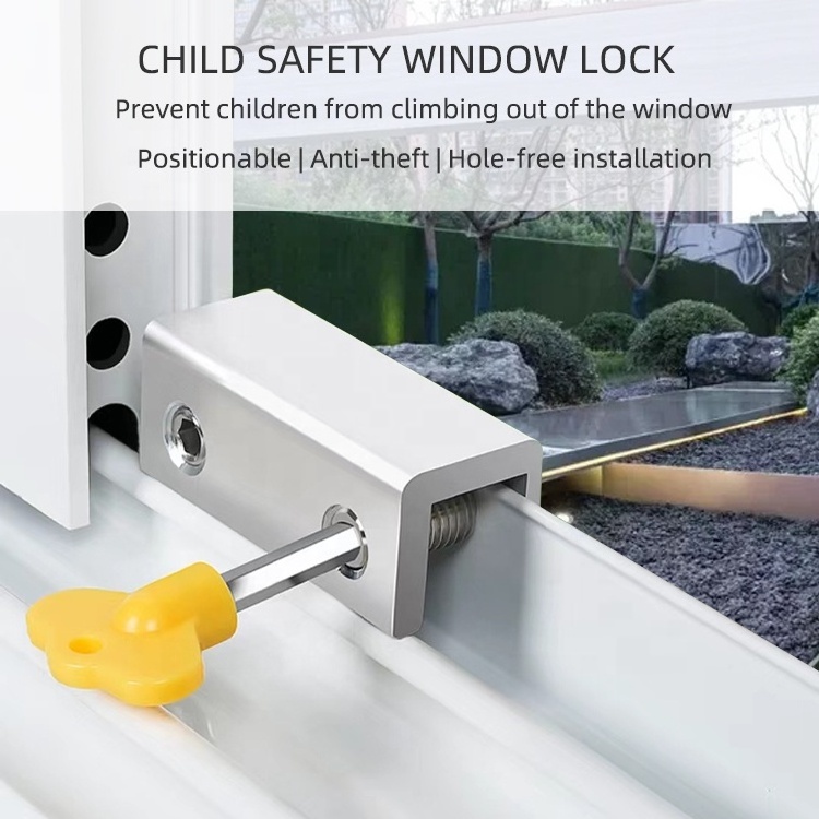 Aluminum Alloy Door And Sliding Window Stop Security Child Safety Lock For Kids Anti-theft Llimiter