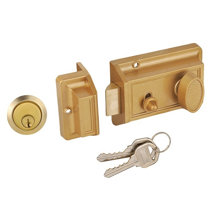 Zinc Alloy Security Night Latch Rim House Gate Door Lock with Key Peru Lock With Brass Cylinder Door Rim Lock