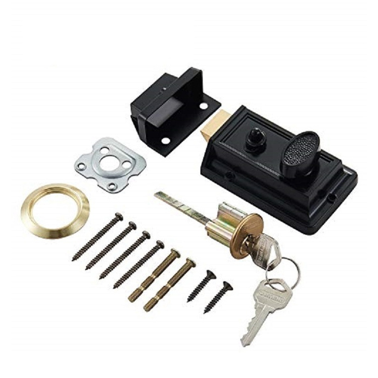 Zinc Alloy Security Night Latch Rim House Gate Door Lock with Key Peru Lock With Brass Cylinder Door Rim Lock