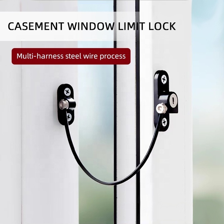 Black Refrigerator Cable Door Lock With Keys Freezer Lock Child Safety Lock For Sliding Window