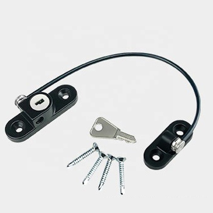 Black Refrigerator Cable Door Lock With Keys Freezer Lock Child Safety Lock For Sliding Window