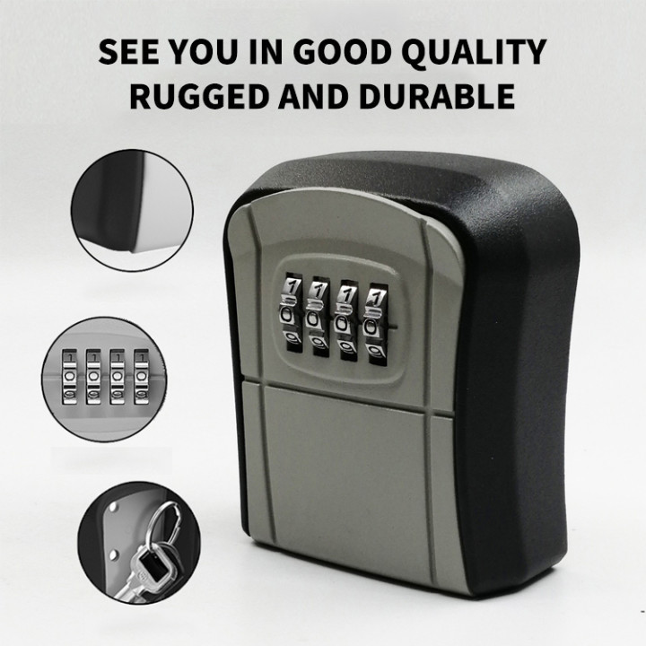 Small combination lock box code and key wall mounted key safe box outdoor password key lock boxes