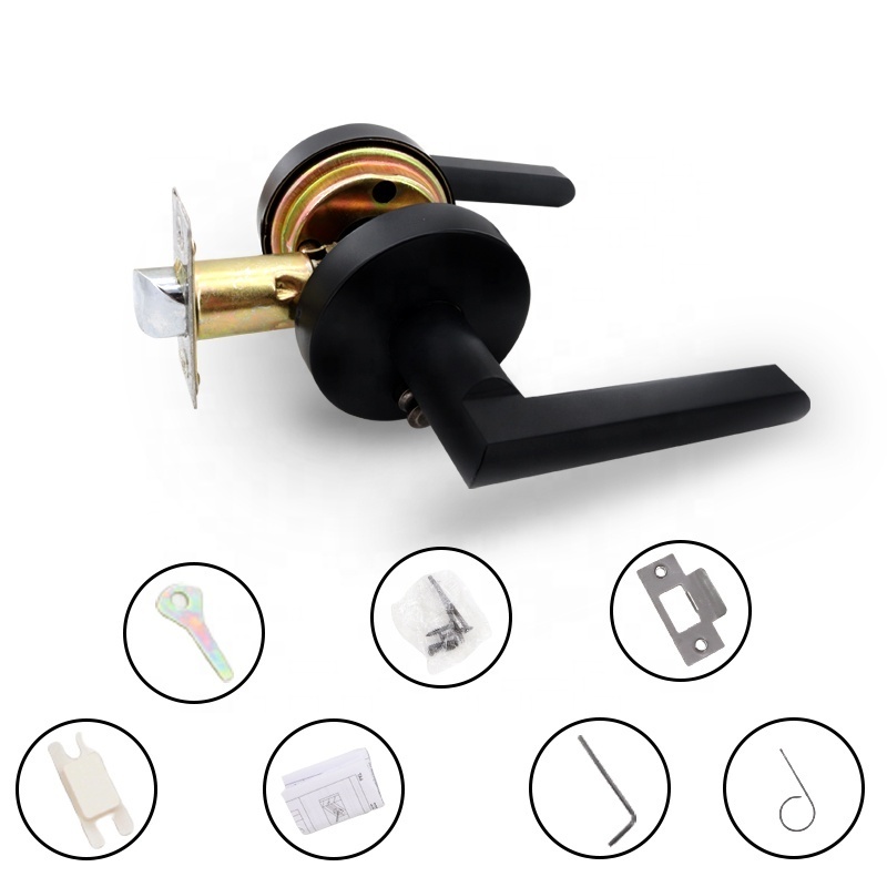 Hotel Door Locks Bedroom Door Mortise Latch Handles Lock with keys Room Black Doors Lock Handle Set