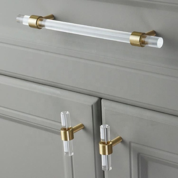 Acrylic Drawer Knobs wardrobe bathroom drawer cabinet pulls t bar acrylic Cabinet Knobs handle