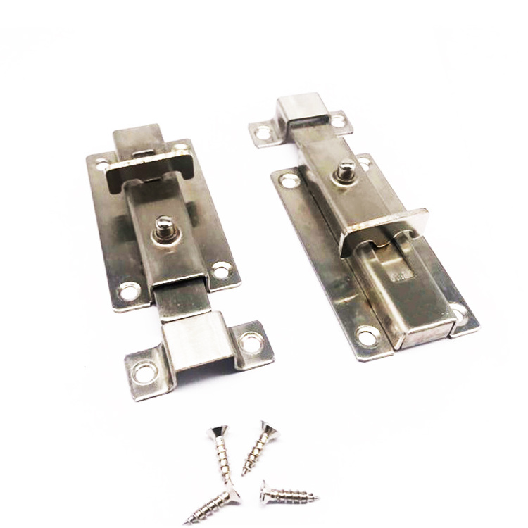 SS 201 Tower Barrel Bolt with button spring Sliding Door Safety Spring Latch Flat Tower Bolt