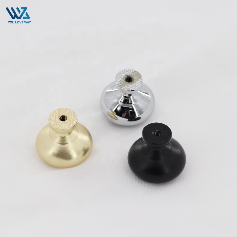 ULW Modern Black Zinc Alloy Knobs Kitchen Steel Cabinet Handle Round Cabinet Knob