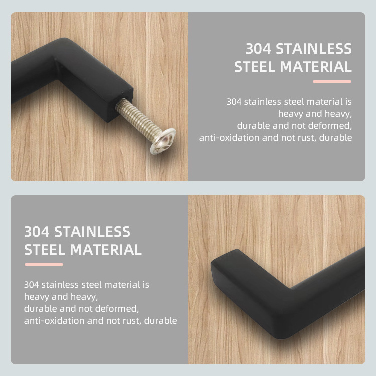 Matte Black Wardrobe metal Drawer Door Square Modern cabinet handle Furniture Pull handle cabinet handles