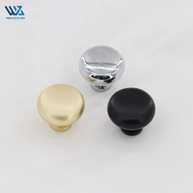 ULW Modern Black Zinc Alloy Knobs Kitchen Steel Cabinet Handle Round Cabinet Knob