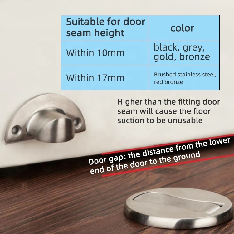 Door Stop Wall Protector Floor Mounted Magnetic Spring Door Holder Stop Exterior Hidden Door Stop