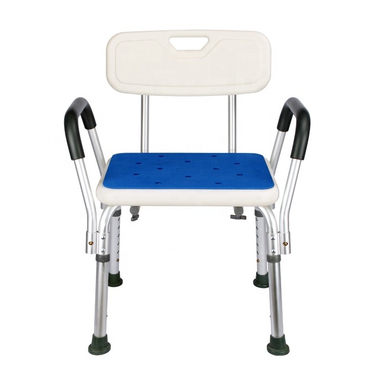 high quality portable adjustable medical bathroom seat with Armrests and Back for the elderly disabled shower safety chair