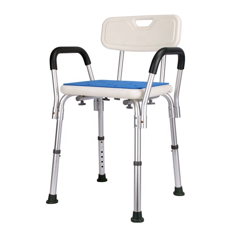 high quality portable adjustable medical bathroom seat with Armrests and Back for the elderly disabled shower safety chair