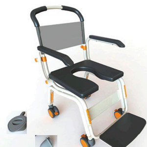 4" castors PU seat adjustable footrest aluminum shower portable patient disabled commode toilet chair for elderly