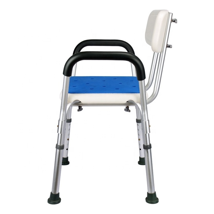 high quality portable adjustable medical bathroom seat with Armrests and Back for the elderly disabled shower safety chair