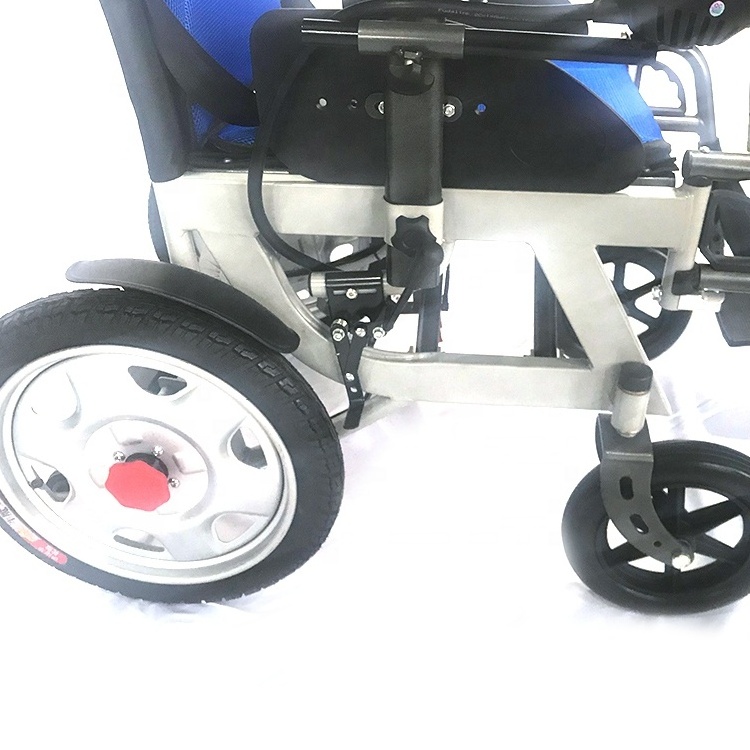 2020 new 12A steel frame lightweight low back folding walker electric wheelchair for disabled people