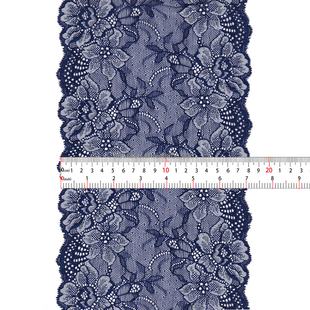 055673 New Design Lingerie Stretch Tulle Elastic Flower Lace Trim for Dress Unique 15 Knitted French Lace Fabric Fast Delivery