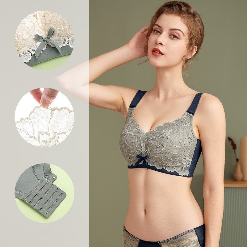 LS922 Breathable Thin Latex Underwear Large Size Gathered Bra Full Cup Push Up Big Breast Wireless Adjustable Bras For Women