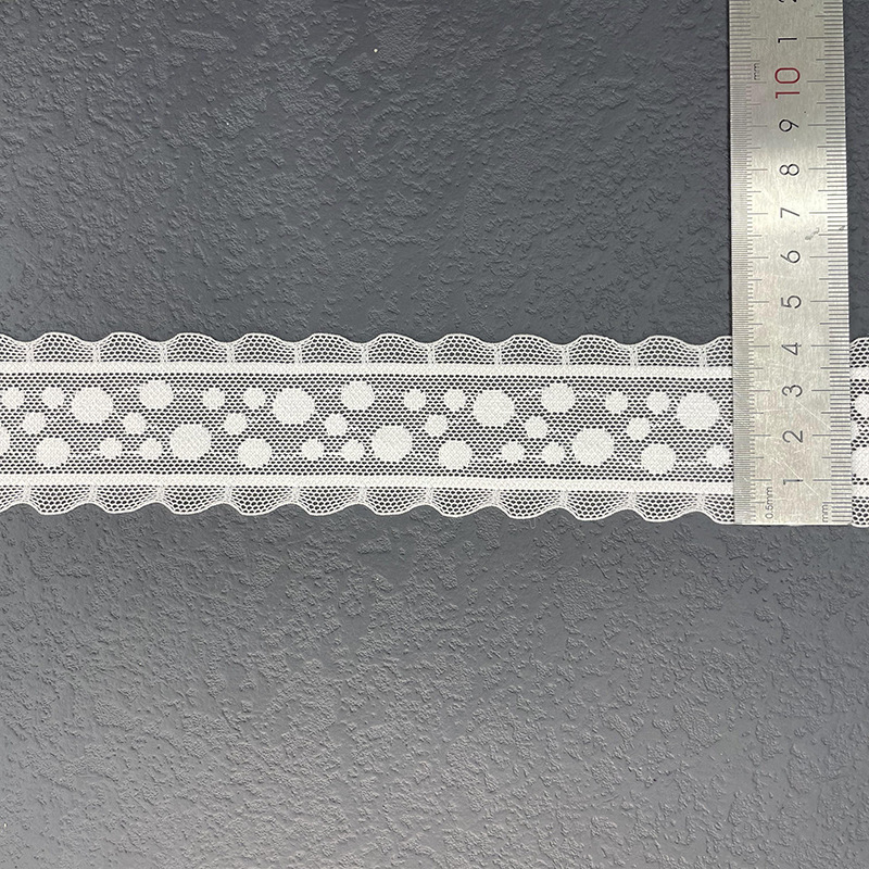 LS122 Elastic lace 4 cm white polka dot lace trimming for underwear skirt decoration