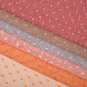 100% polyester high quality swiss polka dot flocking pattern printed tulle mesh fabric for dress