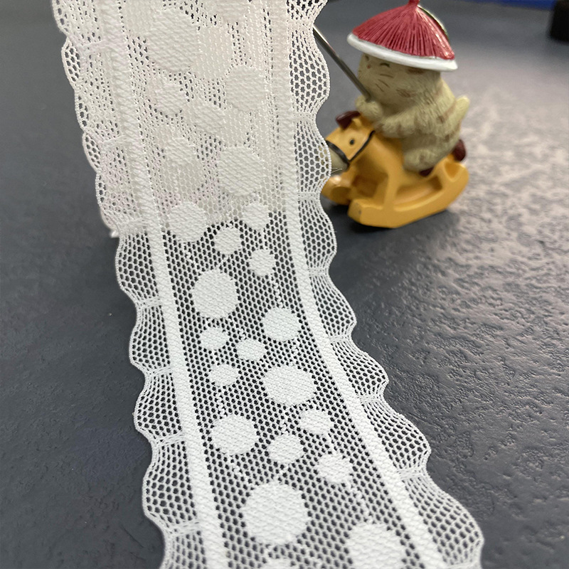 LS122 Elastic lace 4 cm white polka dot lace trimming for underwear skirt decoration