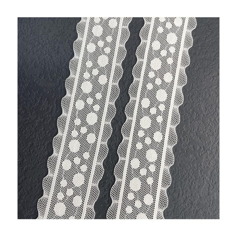 LS122 Elastic lace 4 cm white polka dot lace trimming for underwear skirt decoration