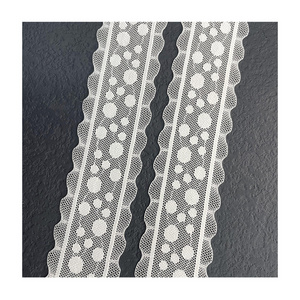 LS122 Elastic lace 4 cm white polka dot lace trimming for underwear skirt decoration