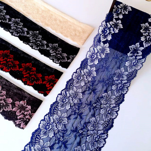 055673 New Design Lingerie Stretch Tulle Elastic Flower Lace Trim for Dress Unique 15 Knitted French Lace Fabric Fast Delivery