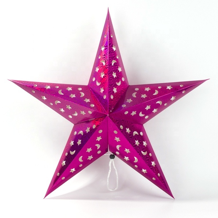 Folding 5 star paper lamp Xmas indoor decorative hanging paper lanterns star