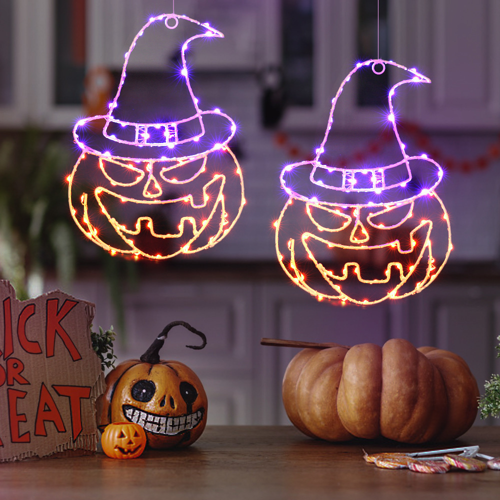 New Design Indoor Battery Powered Iron Material Copper Wire Led Pumpkin Light Halloween Lights For Decoration