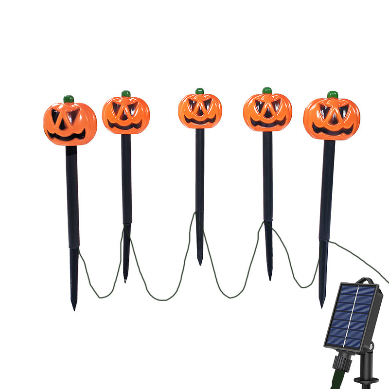 2023 New Design Outdoor Halloween Decorative lights Solar LED Plastic 3D Pumpkin Lawn Lights For Garden Festival