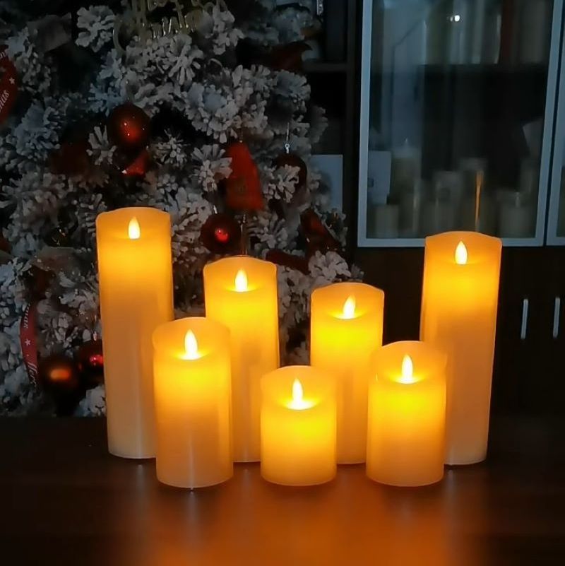 Hot sale Battery Operated 7.5cm Diameter Flameless Moving Wick Led Real Wax Candle Light For Wedding Birthday Party Decoration