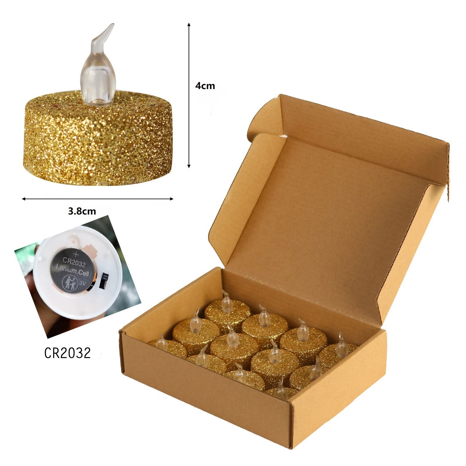 Popular Wholesale Battery Operated Flameless Glitter Led Tea Light Candles For Wedding Party Home Decoration