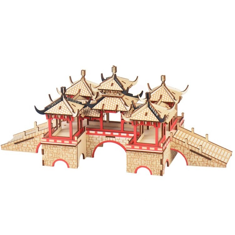 AF Other Educational Toys Promotional Chinese Architecture BingJing Wooden Puzzles  DIY Jigsaw Kids