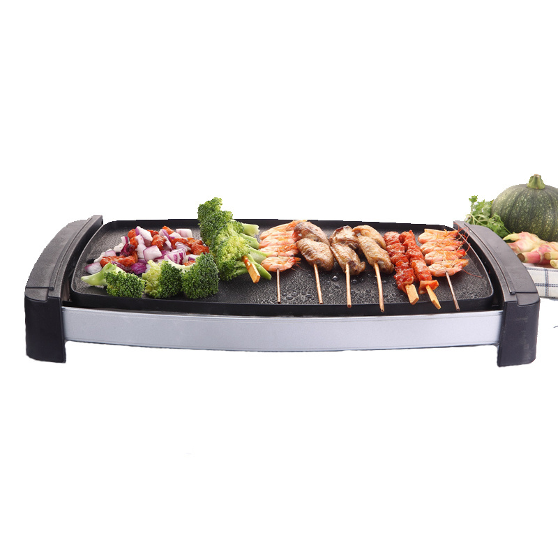 SALDNES Smokeless Dual Heat Stick Stainless Steel Indoor Griddle Barbecue Electric Grill With Nonstick Frying Pan